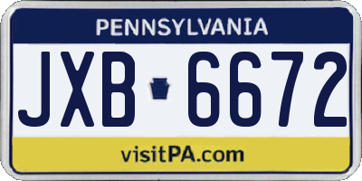 PA license plate JXB6672