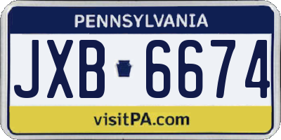 PA license plate JXB6674