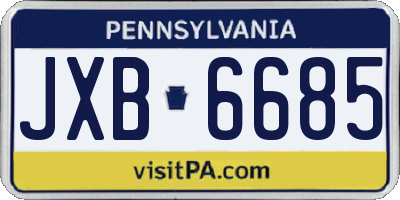 PA license plate JXB6685
