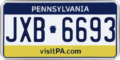 PA license plate JXB6693