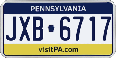 PA license plate JXB6717