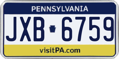 PA license plate JXB6759