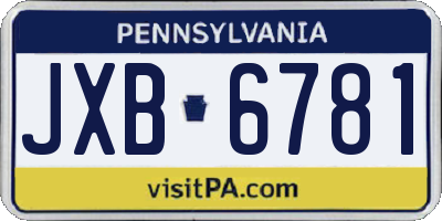 PA license plate JXB6781
