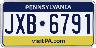 PA license plate JXB6791