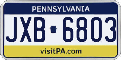 PA license plate JXB6803