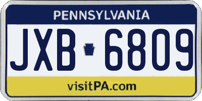PA license plate JXB6809