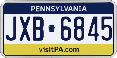 PA license plate JXB6845