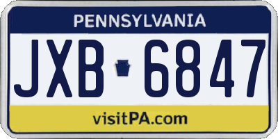 PA license plate JXB6847