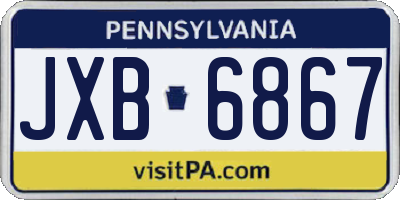 PA license plate JXB6867