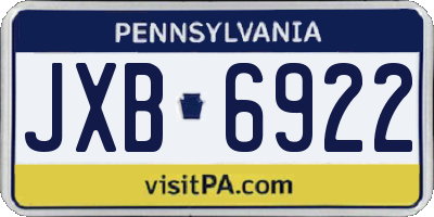 PA license plate JXB6922