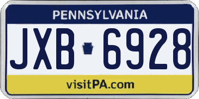 PA license plate JXB6928