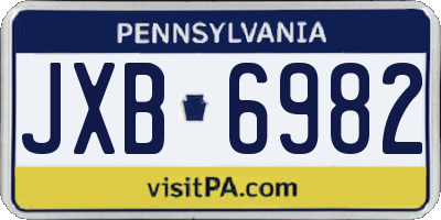PA license plate JXB6982