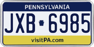 PA license plate JXB6985
