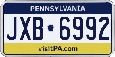 PA license plate JXB6992