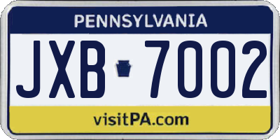 PA license plate JXB7002
