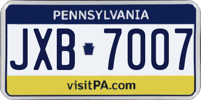 PA license plate JXB7007