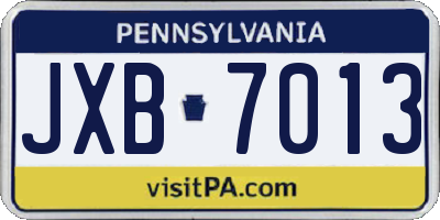 PA license plate JXB7013