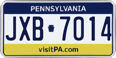 PA license plate JXB7014
