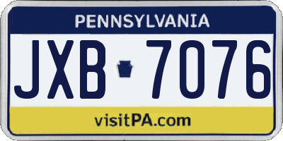 PA license plate JXB7076