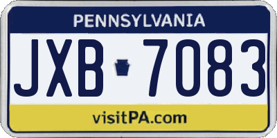 PA license plate JXB7083
