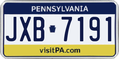 PA license plate JXB7191