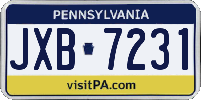 PA license plate JXB7231