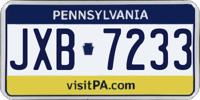 PA license plate JXB7233