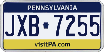 PA license plate JXB7255