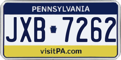 PA license plate JXB7262