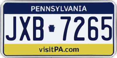PA license plate JXB7265