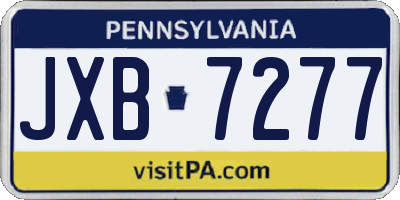 PA license plate JXB7277