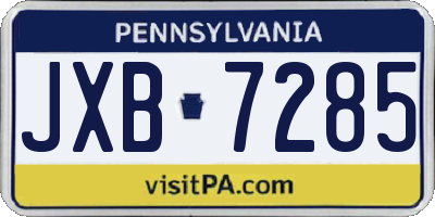 PA license plate JXB7285