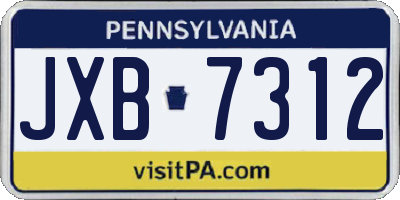 PA license plate JXB7312