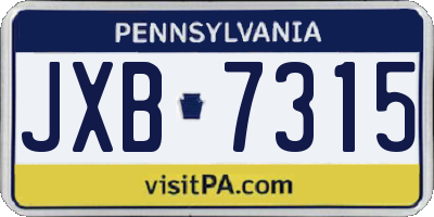 PA license plate JXB7315