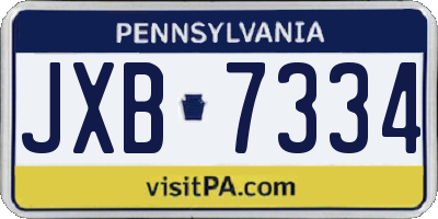 PA license plate JXB7334