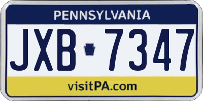 PA license plate JXB7347