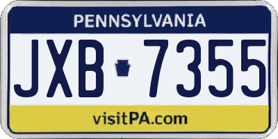 PA license plate JXB7355