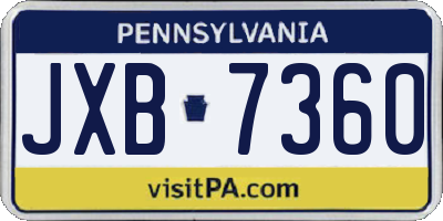 PA license plate JXB7360