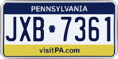 PA license plate JXB7361