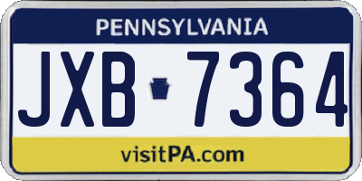PA license plate JXB7364