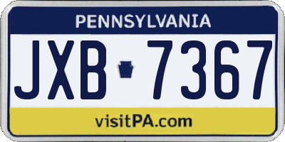 PA license plate JXB7367