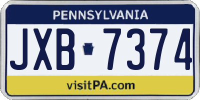 PA license plate JXB7374
