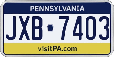 PA license plate JXB7403
