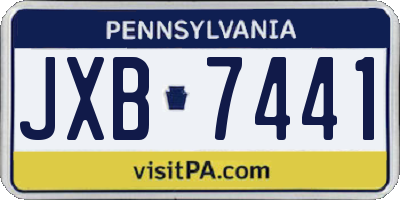 PA license plate JXB7441