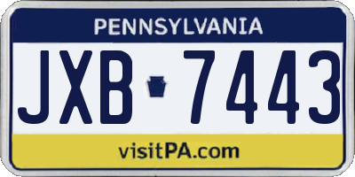 PA license plate JXB7443