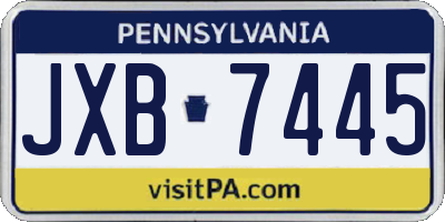PA license plate JXB7445