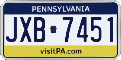 PA license plate JXB7451