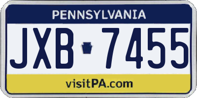 PA license plate JXB7455