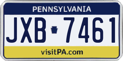 PA license plate JXB7461