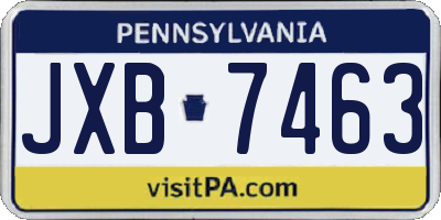 PA license plate JXB7463